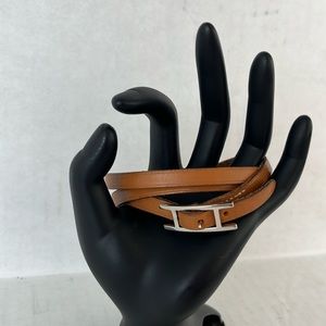 Hermes triple wrap leather bracelet